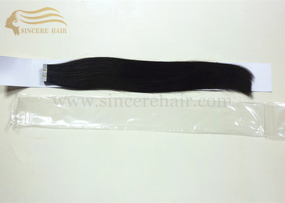 China 20 Inch Black Double Drawn Virgin Human Hair Extesions Tape In For Sale supplier