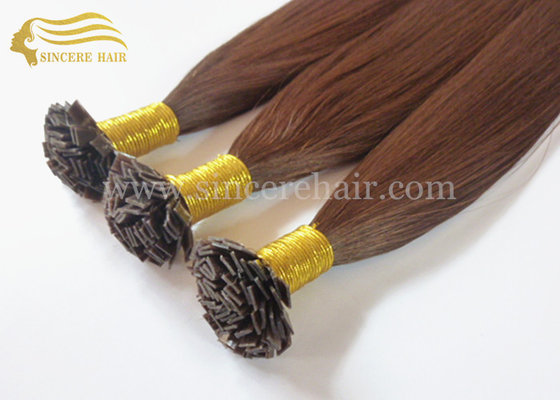 China 50 CM 1.0 G Italian Keratin Fusion Flat Shape Hair Extensions - 20&quot; Brown Pre-Bonded Flat Tip Hair Extension for sale supplier