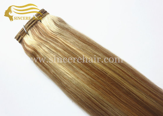 China 55 CM Piano Straight Hair Extensions Weft - 22&quot; Silk Straight Piano Color Remy Human Hair Weft Extension For Sale supplier