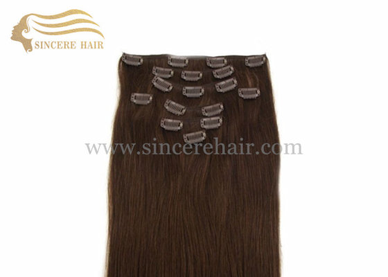 China Hot Sell 45 CM Full Set of 8 Pieces Clip In Remy Human Hair Extensions for Sale supplier
