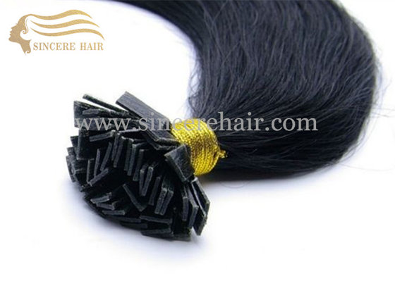 China 55 CM Double Drawn Virgin Human Hair Extensions Flat-Tip for sale - Black Fusion Flat Shape Hair Extension for sale supplier
