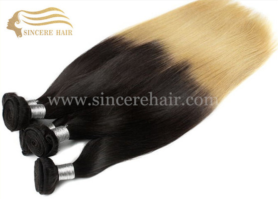 China 50 CM Ombre Hair Extensions for sale - 20&quot; Straight Wave Blonde Ombre Hair Weft Extensions for Sale supplier