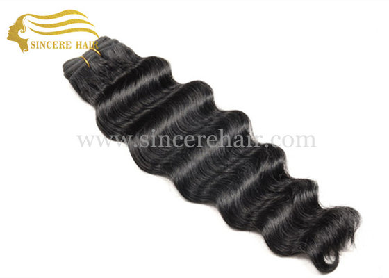China 22&quot; Hair Weft Extensions for sale - 55 CM Black Deep Wave Human Hair Extension Machine Weft  for sale supplier
