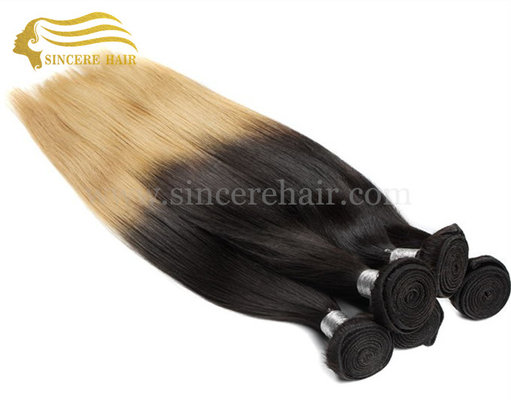 China 22 Inch Brazilian Remy Human Hair Weft Extensions For Sale - 22&quot; Straight Ombre Blonde Human Hair Weave for sale supplier