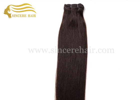 China 60 CM Remy Cuticle Hair Weft Extensions for sale - 24&quot; Silk Straight Brown Remy Human Hair Weft Extension For Sale supplier