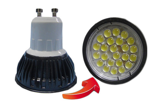 China 450lm 24pcs SMD 5050 LED Spotlight Bulbs / 4 W GU10 Led Spot Light Bulbs in Cold White supplier