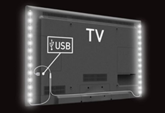 China Cool White SMD Flexible LED Strip Lights , USB 5V 5050 TV Mood Light supplier