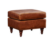 Living Room Retro Vintage Leather Furniture Brown Leather Storage Ottoman With Wood Legs 