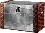 Retro Vintage Leather Storage Trunk Aluminium Sheet Lifted Cover Full Hand Craft