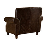 Soft Top Grian Leather High Back Wing Chair , Single High Back Lounge Chair With Nail Head