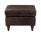 Solid Wod Legs Vintage Leather Furniture Sofa Footrest Living Room Storage Ottoman