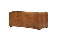 Vintage Tan Brown 2 Seater Leather Sofa Solid Wood Frame Living Room Furniture