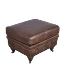 Wheeled Legs Square Leather Ottoman Coffee Table , Brown Leather Ottoman Furniture
