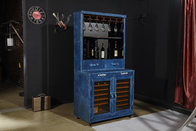 Strong Canvas Bar Storage Cabinet , Wine Cabinet Furniture Brass Nails Decoration
