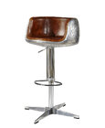 Dark Tan Brown Leather Cup Shape Height Stool With Rotating And Lifting Function