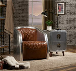 Strong Aviator Style Chair With Aluminium Back And Top Grain Ox Leather Cushion