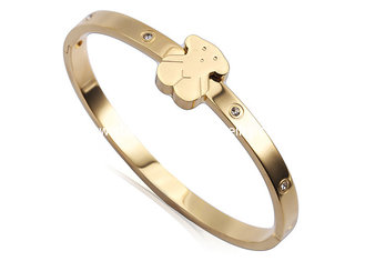China Touch Love Stainless Steel Bangles Fancy Czech Diamond Gold Plated Bangle Bracelets supplier