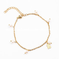 China Attractive Stainless Steel Handmade Jewelry Pearl Chain Bracelet For Girl supplier