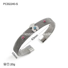 China Silver Plated Women's Stainless Steel Jewelry / Cuff Bangle Bracelet supplier