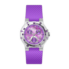 China Ladies Round Multifunction Wrist Watch With Vogue Six Hands Purple supplier
