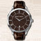 Large Face Round Classic Automatic Watch Stainless Steel With Genuine Leather Band supplier