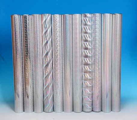 China Holographic Silver Foil Paper Roll , 12Micron Holographic Film Paper supplier
