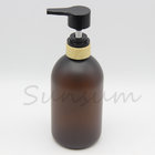 Hot Sales 500ml Amber Frosted Plastic Shampoo Bottle with Bamboo Lotion Pump