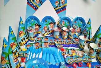 China Baby pirate party set supplies kids birthday suppliers boy child Decorations high quality luxury set wholesale supplier