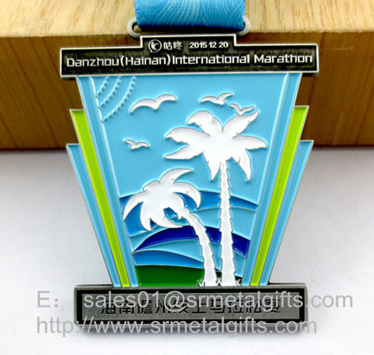 China Metal Challenge Awards Medal with ribbon, custom enamel color filled challenge medals supplier