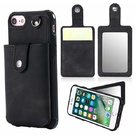 iPhone Leather Hidden Mirror Case with Card Slots Stay Back Cover with Strap