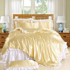Luxury Princess Palace Bedding Wholesale Price Satin Silk Pink Gold White Bedsheet Duvet sets 50%discount