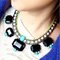 TPN-7 European glam rock feeling neon diamond rhinestone necklace pearls collar necklace