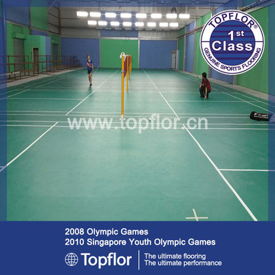 China indoor/outdoor badminton flooring sand flooring sports flooring 4.5mm 6.0mm 8.0mm green flooring supplier