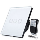 Wireless remote control switch, rf remote control Light switch 220V 1/2/3 Gang Smart Switch with Luxury Glass Panel