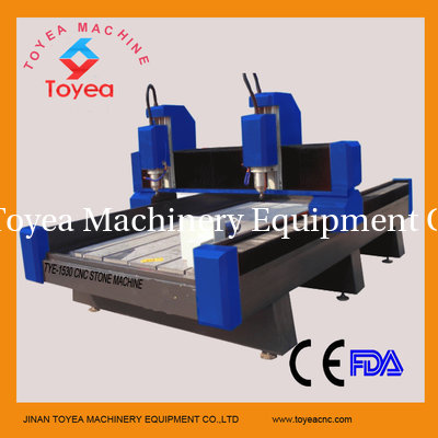 TYE-1530-2 double heads stone cnc engraving machine for working two materials at same time