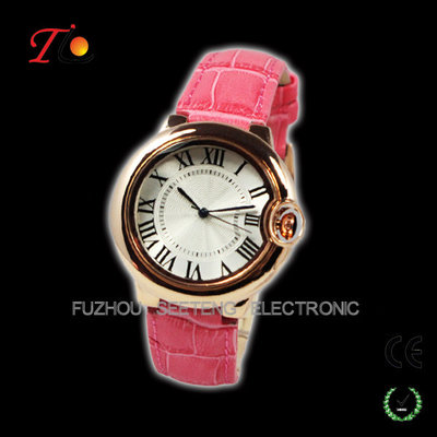 China colorful leather band and unique design golden case for ladies watch supplier