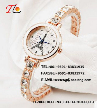China Classic  elegant watch ladies fashion  watch diamond inset  metal  band supplier