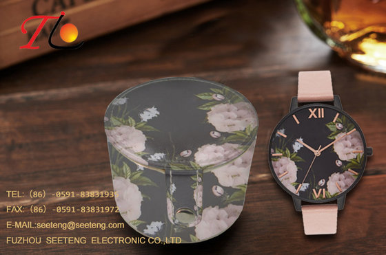 China flower watch with pu leather band fashion watch for ladies with a pu flower design box supplier