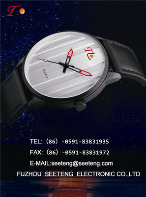 China PU leather strap  with alloy case and color  band  special design dial watch supplier