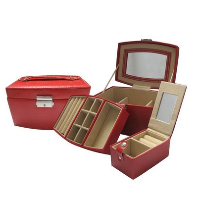 China High end and elegant PU leather jewelry box for wholesale from manufacturer supplier