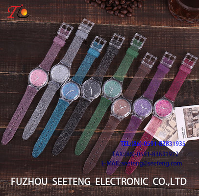 China Children's watch with PVC strap Multicolor color customized for promotion fashion watch  twinkling bling strap/  DOAL supplier