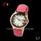 colorful leather band and unique design golden case for ladies watch supplier