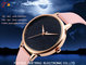Simple and clean starry sky dial golden alloy case lady watch with colorful pu leather strap supplier
