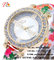 Flower printing PU leather strap and diamond inset case for ladies watch supplier