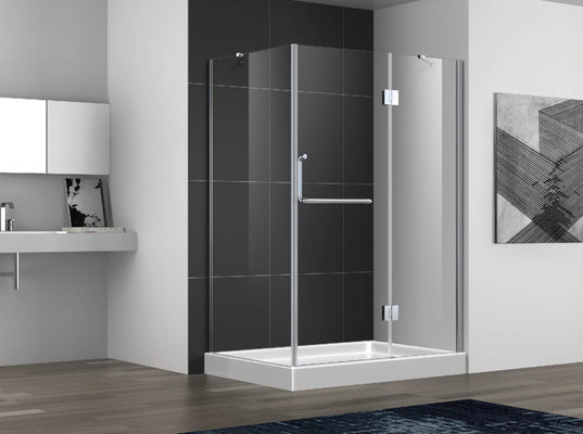 China Hinge open shower door with stainless steel 304 hinge and towel bar handle,3/8 inches clear tempered glass supplier
