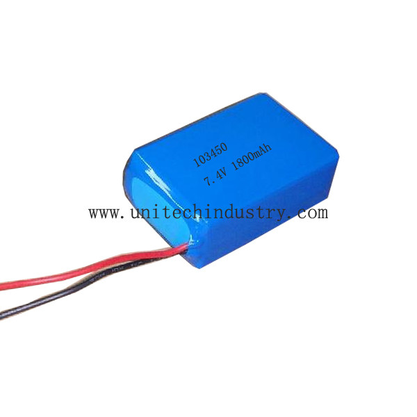Custom rechargeable  2S1P 103450 7.4V 1800mAh lipo battery Pack
