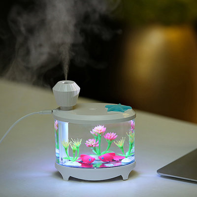 Fish Tank USB Aroma Essential Oil Diffuser Air Mist Humidifier Aromatherapy with Night Light