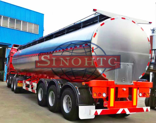 China Diesel Stainless Steel Tanker Trailer , 50 Cubic Meter 3 Alxe Liquid Tank Trailers supplier