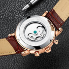 Luxury brand automatic mechanical movement genuine leather men charm wrist waterproof watch supplier