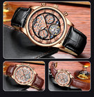 KINYUED genuine leather tourbillon mens automatic watch skeleton mechanical watch luminous watch supplier